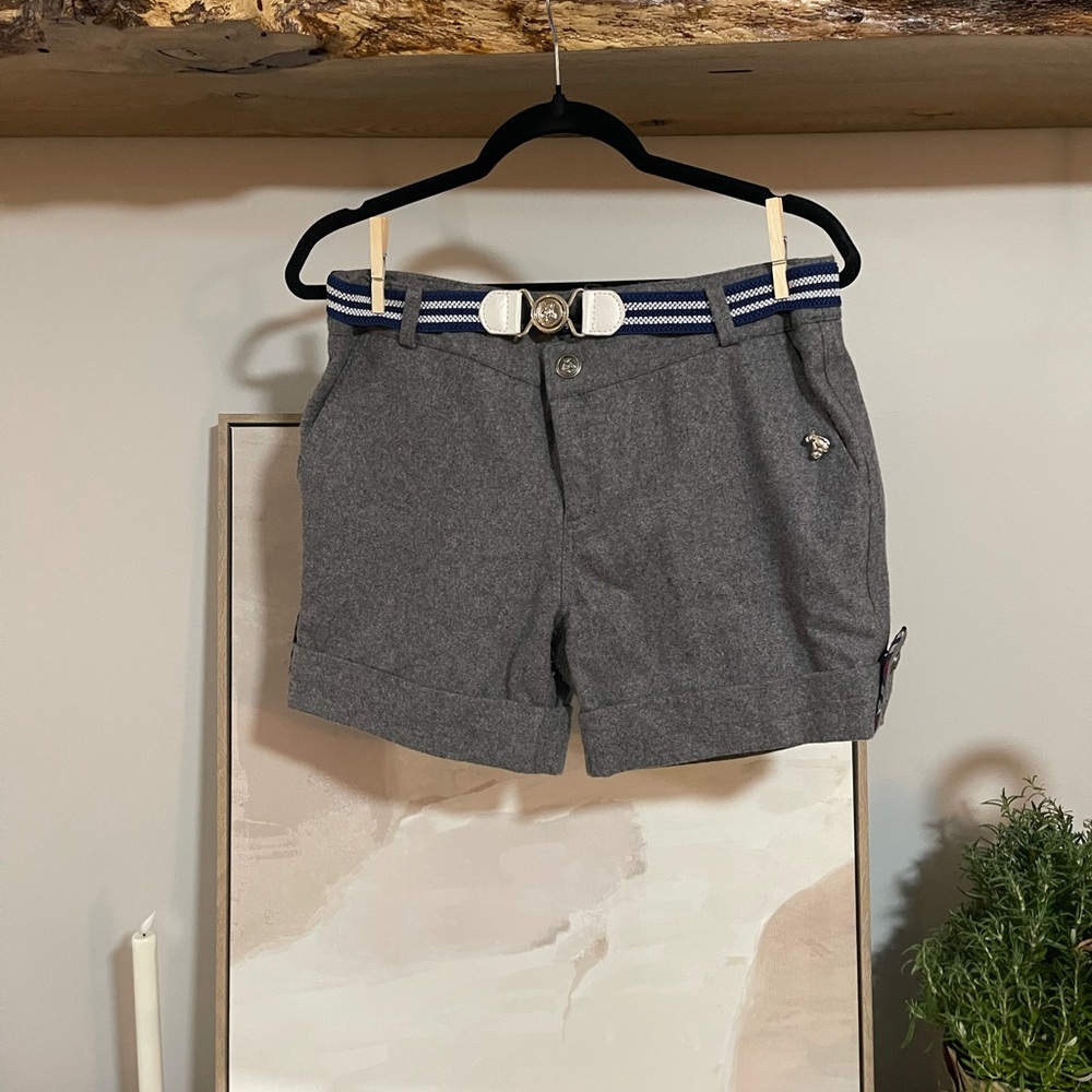 Wool Gray Kids Shorts with Belt and Pin